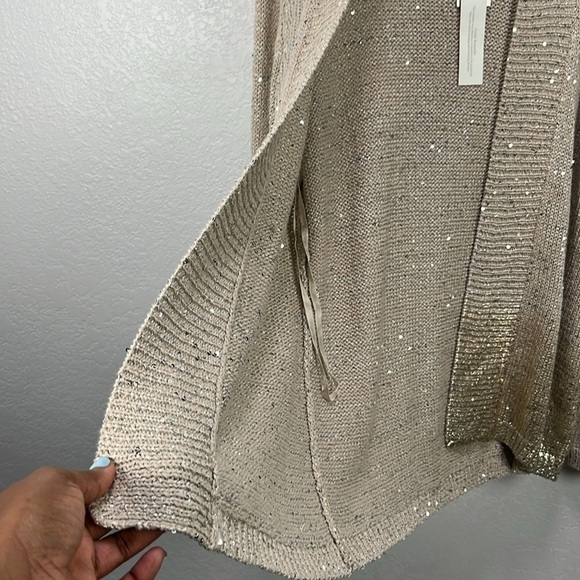 Chico's women’s Ombré Foil Suzy Cardigan Sweater Gold Cotton Blend Sz 2 (Large) - Picture 7 of 10